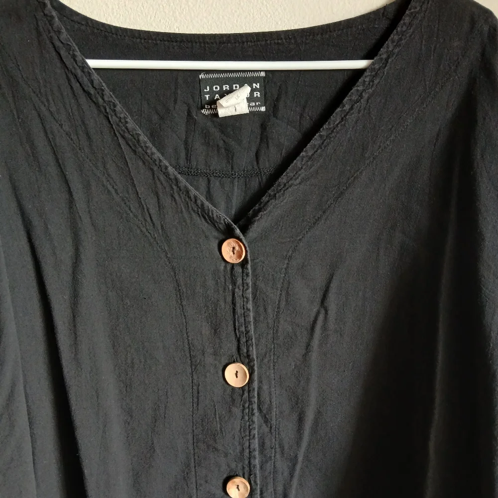 Jordan Taylor Beachwear Black  Cotton Button 3/4 Sleeves